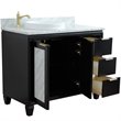 Pemberly Row Solid Wood Vanity with Left Round Sink in Blue/White Carrara