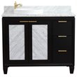 Pemberly Row Solid Wood Vanity with Left Round Sink in Blue/White Carrara
