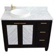 Pemberly Row Solid Wood Vanity with Left Round Sink in Blue/White Carrara