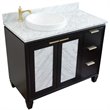 Pemberly Row Solid Wood Vanity with Left Round Sink in Blue/White Carrara
