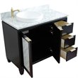 Pemberly Row Solid Wood Vanity with Left Round Sink in Blue/White Carrara