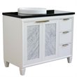 Pemberly Row Solid Wood Vanity with Left Round Sink in White/Black Galaxy