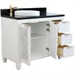 Pemberly Row Solid Wood Vanity with Left Round Sink in White/Black Galaxy