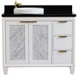 Pemberly Row Solid Wood Vanity with Left Round Sink in White/Black Galaxy