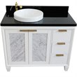 Pemberly Row Solid Wood Vanity with Left Round Sink in White/Black Galaxy