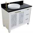 Pemberly Row Solid Wood Vanity with Left Round Sink in White/Black Galaxy