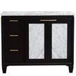 Pemberly Row Solid Wood Vanity with Right Oval Sink in Blue/White Carrara
