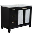Pemberly Row Solid Wood Vanity with Right Oval Sink in Blue/White Carrara