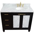 Pemberly Row Solid Wood Vanity with Right Oval Sink in Blue/White Carrara