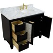 Pemberly Row Solid Wood Vanity with Right Oval Sink in Blue/White Carrara