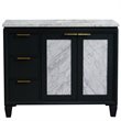 Pemberly Row Solid Wood Vanity with Right Oval Sink in Gray/White Carrara