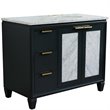 Pemberly Row Solid Wood Vanity with Right Oval Sink in Gray/White Carrara