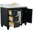 Pemberly Row Solid Wood Vanity with Right Oval Sink in Gray/White Carrara