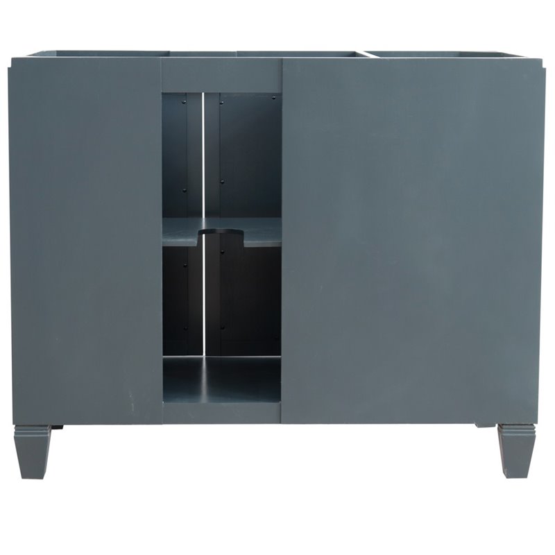 Pemberly Row Solid Wood Vanity with Right Oval Sink in Gray/White Carrara
