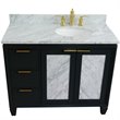 Pemberly Row Solid Wood Vanity with Right Oval Sink in Gray/White Carrara