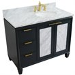 Pemberly Row Solid Wood Vanity with Right Oval Sink in Gray/White Carrara