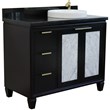 Pemberly Row Solid Wood Vanity with Right Round Sink in Blue/Black Galaxy