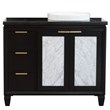 Pemberly Row Solid Wood Vanity with Right Round Sink in Blue/Black Galaxy