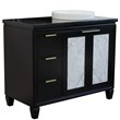 Pemberly Row Solid Wood Vanity with Right Round Sink in Blue/Black Galaxy