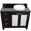 Pemberly Row Solid Wood Vanity with Right Round Sink in Blue/Black Galaxy
