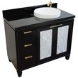 Pemberly Row Solid Wood Vanity with Right Round Sink in Blue/Black Galaxy