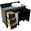 Pemberly Row Solid Wood Vanity with Right Round Sink in Blue/Black Galaxy
