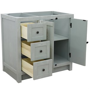 Pemberly Row  36&quot Single Solid Wood Vanity with Right Doors in Gray Ash