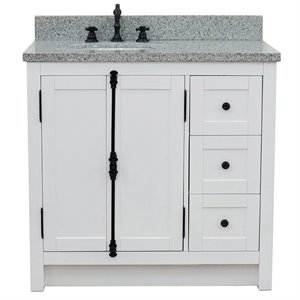 Pemberly Row  Solid Wood Vanity with Left Oval Sink in Glacier Ash/Gray