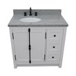 Pemberly Row  Solid Wood Vanity with Left Oval Sink in Glacier Ash/Gray
