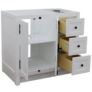 Pemberly Row  36&quot Single Solid Wood Vanity with Left Doors in Glacier Ash