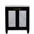 Pemberly Row Single Rectangle Sink Solid Wood Vanity in Blue/White Carrara