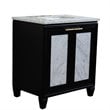 Pemberly Row Single Rectangle Sink Solid Wood Vanity in Blue/White Carrara