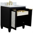 Pemberly Row Single Rectangle Sink Solid Wood Vanity in Blue/White Carrara