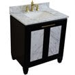 Pemberly Row Single Rectangle Sink Solid Wood Vanity in Blue/White Carrara
