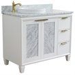 Pemberly Row Solid Wood Vanity with Left Round Sink in White/White Carrara