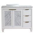 Pemberly Row Solid Wood Vanity with Left Round Sink in White/White Carrara