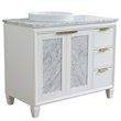 Pemberly Row Solid Wood Vanity with Left Round Sink in White/White Carrara