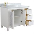 Pemberly Row Solid Wood Vanity with Left Round Sink in White/White Carrara