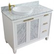 Pemberly Row Solid Wood Vanity with Left Round Sink in White/White Carrara