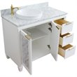 Pemberly Row Solid Wood Vanity with Left Round Sink in White/White Carrara