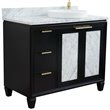 Pemberly Row Solid Wood Vanity with Right Round Sink in Blue/White Carrara