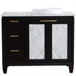 Pemberly Row Solid Wood Vanity with Right Round Sink in Blue/White Carrara