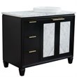 Pemberly Row Solid Wood Vanity with Right Round Sink in Blue/White Carrara