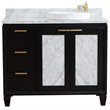 Pemberly Row Solid Wood Vanity with Right Round Sink in Blue/White Carrara