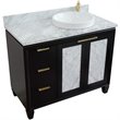 Pemberly Row Solid Wood Vanity with Right Round Sink in Blue/White Carrara