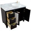 Pemberly Row Solid Wood Vanity with Right Round Sink in Blue/White Carrara