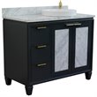 Pemberly Row Solid Wood Vanity with Right Round Sink in Gray/White Carrara