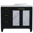 Pemberly Row Solid Wood Vanity with Right Round Sink in Gray/White Carrara