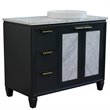 Pemberly Row Solid Wood Vanity with Right Round Sink in Gray/White Carrara