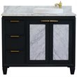 Pemberly Row Solid Wood Vanity with Right Round Sink in Gray/White Carrara